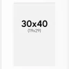 Passepartout Hvid Standard (Hvid kerne) 30x40 cm (19x29)