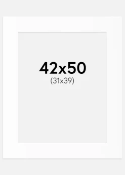 Passepartout Hvid Standard (Hvid kerne) 42x50 cm (31x39)