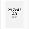 Passepartout Hvid Standard (Hvid kerne) A3 29,7x42 cm (19x29)