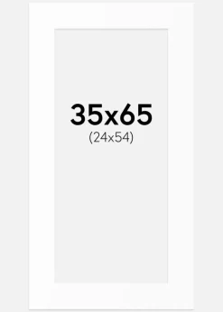 Passepartout Hvid Standard (Hvid kerne) 35x65 cm (24x54)