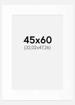 Passepartout Hvid Standard (Hvid kerne) 45x60 cm (32,02x47,26)