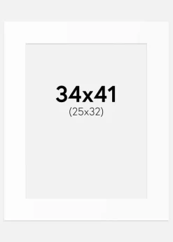 Passepartout Hvid Standard (Hvid kerne) 34x41 cm (25x32)