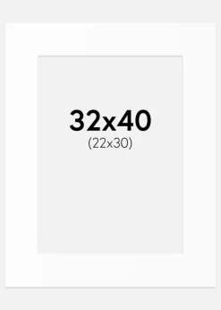 Passepartout Hvid Standard (Hvid kerne) 32x40 cm (22x30)