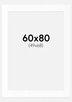 Passepartout Hvid Standard (Hvid kerne) 60x80 cm (49x68)