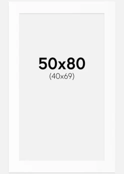 Passepartout Hvid Standard (Hvid kerne) 50x80 cm (40x69)