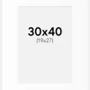 Passepartout Hvid Standard (Hvid kerne) 30x40 cm (19x27)