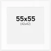 Passepartout Hvid Standard (Hvid kerne) 55x55 cm (42x42)