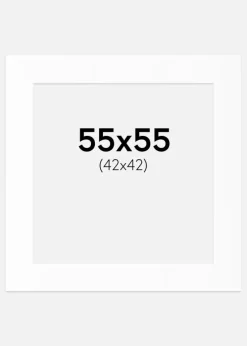 Passepartout Hvid Standard (Hvid kerne) 55x55 cm (42x42)