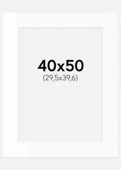 Passepartout Hvid Standard (Hvid kerne) 40x50 cm (29,5x39,6)
