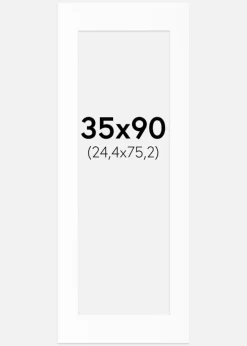 Passepartout Hvid Standard (Hvid kerne) 35x90 cm (24,4x75,2)