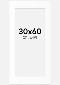 Passepartout Hvid Standard (Hvid kerne) 30x60 cm (21,7x49)