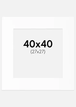 Passepartout Hvid Standard (Hvid kerne) 40x40 cm (27x27)