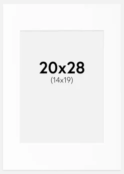 Passepartout Hvid Standard (Hvid kerne) 20x28 cm (14x19)