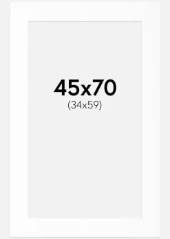 Passepartout Hvid Standard (Hvid kerne) 45x70 cm (34x59)