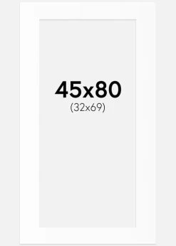 Passepartout Hvid Standard (Hvid kerne) 45x80 cm (32x69)