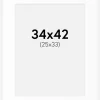 Passepartout Hvid Standard (Hvid kerne) 34x42 cm (25x33)