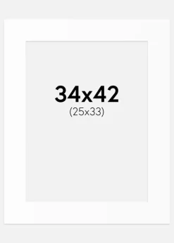 Passepartout Hvid Standard (Hvid kerne) 34x42 cm (25x33)