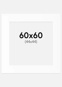 Passepartout Hvid Standard (Hvid kerne) 60x60 cm (44x44)