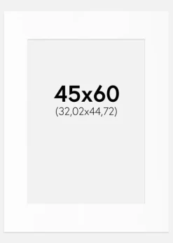 Passepartout Hvid Standard (Hvid kerne) 45x60 cm (32,02x44,72)