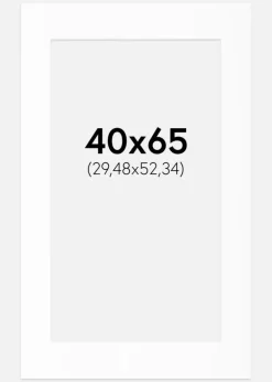 Passepartout Hvid Standard (Hvid kerne) 40x65 cm (29,48x52,34)
