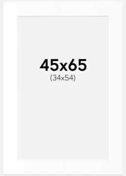 Passepartout Hvid Standard (Hvid kerne) 45x65 cm (34x54)