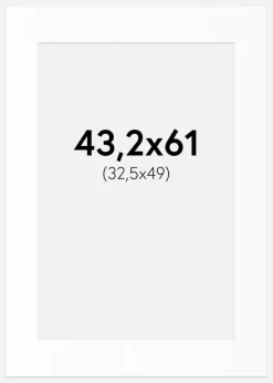 Passepartout Hvid Standard (Hvid kerne) 43,2x61 cm (32,5x49)