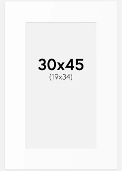 Passepartout Hvid Standard (Hvid kerne) 30x45 cm (19x34)