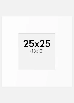 Passepartout Hvid Standard (Hvid kerne) 25x25 cm (13x13)