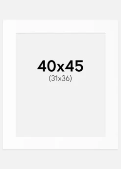 Passepartout Hvid Standard (Hvid kerne) 40x45 cm (31x36)