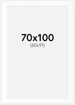 Passepartout Hvid Standard (Hvid kerne) 70x100 cm (60x91)