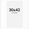Passepartout Hvid Standard (Hvid kerne) 30x42 cm (17x29)