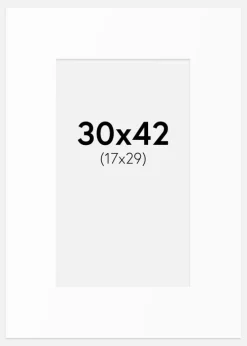 Passepartout Hvid Standard (Hvid kerne) 30x42 cm (17x29)