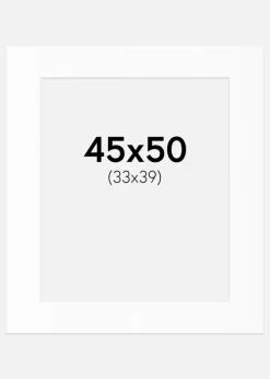 Passepartout Hvid Standard (Hvid kerne) 45x50 cm (33x39)