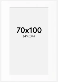 Passepartout Hvid Standard (Hvid kerne) 70x100 cm (49x84)