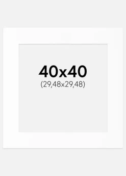 Passepartout Hvid Standard (Hvid kerne) 40x40 cm (29,48x29,48)