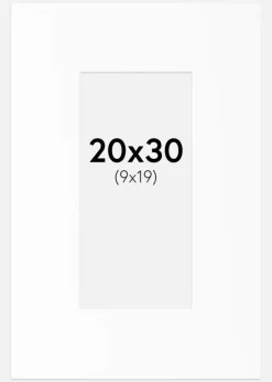 Passepartout Hvid Standard (Hvid kerne) 20x30 cm (9x19)