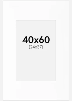 Passepartout Hvid Standard (Hvid kerne) 40x60 cm (24x37)