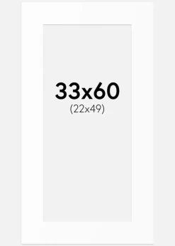 Passepartout Hvid Standard (Hvid kerne) 33x60 cm (22x49)