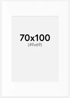 Passepartout Hvid Standard (Hvid kerne) 70x100 cm (49x69)