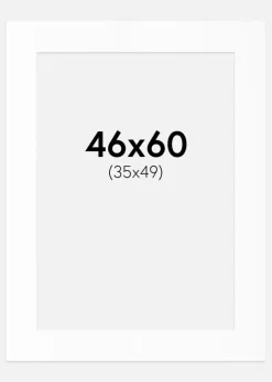 Passepartout Hvid Standard (Hvid kerne) 46x60 cm (35x49)