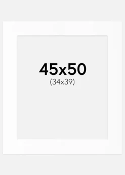 Passepartout Hvid Standard (Hvid kerne) 45x50 cm (34x39)