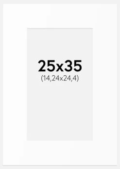 Passepartout Hvid Standard (Hvid kerne) 25x35 cm (14,24x24,4)