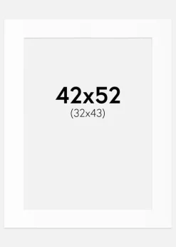 Passepartout Hvid Standard (Hvid kerne) 42x52 cm (32x43)