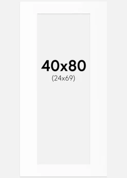 Passepartout Hvid Standard (Hvid kerne) 40x80 cm (24x69)