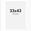 Passepartout Hvid Standard (Hvid kerne) 33x43 cm (22x31)
