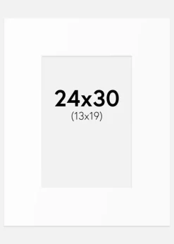 Passepartout Hvid Standard (Hvid kerne) 24x30 cm (13x19)