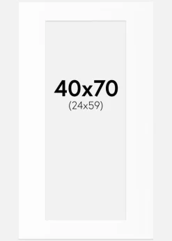 Passepartout Hvid Standard (Hvid kerne) 40x70 cm (24x59)