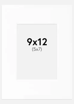 Passepartout Hvid Standard (Hvid kerne) 9x12 cm (5x7)
