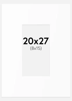 Passepartout Hvid Standard (Hvid kerne) 20x27 cm (8x15)