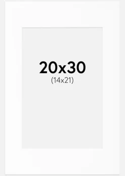 Passepartout Hvid Standard (Hvid kerne) 20x30 cm (14x21)
